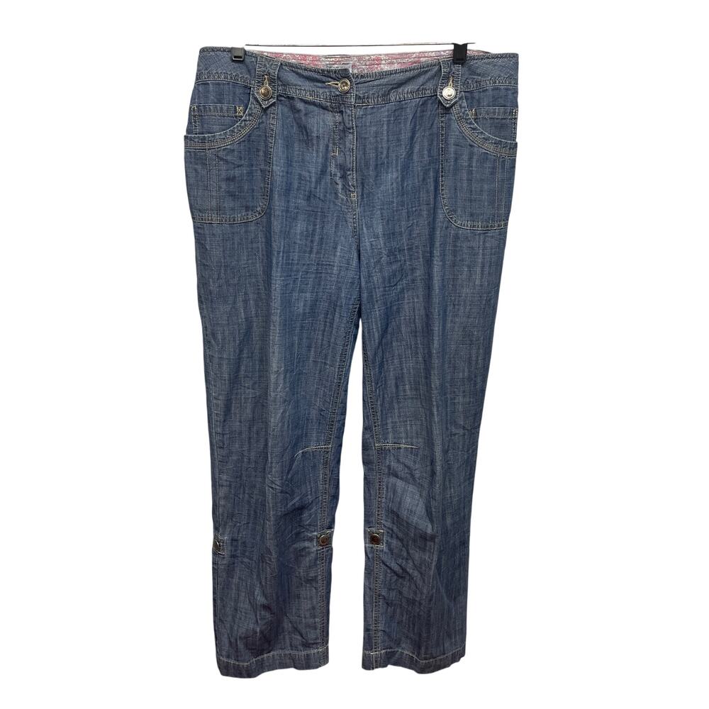 JMS Womens Size 18W 100% Cotton Roll Up Leg Lightweight Denim Blue Jeans